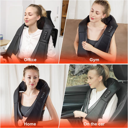 WERTYI Shiatsu Neck and Back Massager with Heat,Electric Deep 4D Tissue Massage for Body Muscle Pain Relief,Usb-Rechargeable Best Gifts for Men Women Home, Office, and Car