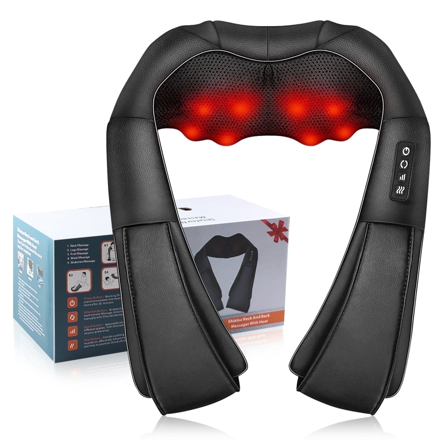 WERTYI Shiatsu Neck and Back Massager with Heat,Electric Deep 4D Tissue Massage for Body Muscle Pain Relief,Usb-Rechargeable Best Gifts for Men Women Home, Office, and Car