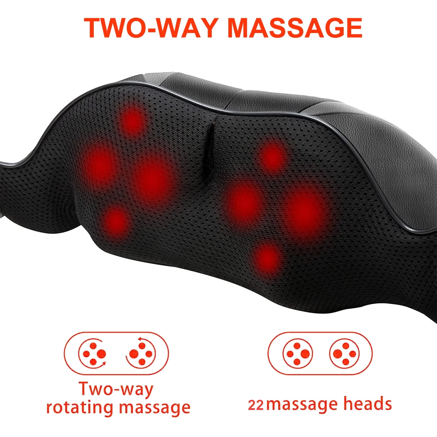 WERTYI Shiatsu Neck and Back Massager with Heat,Electric Deep 4D Tissue Massage for Body Muscle Pain Relief,Usb-Rechargeable Best Gifts for Men Women Home, Office, and Car